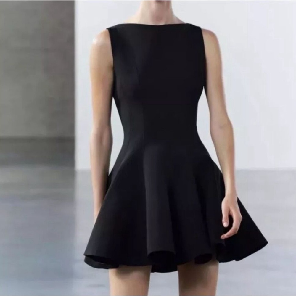 ZARA NWT ZW COLLECTION SKATER DRESS Black Ref 4043/041 - Picture 3 of 4